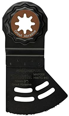 Makita E-08517 StarlockPlus® Oszillierendes Multi-Tool 2-in-1 Tauch- und Säge, Hartmetallbeschichteter Rand, Körnung 40, Fugenmörtel und Schleifklinge