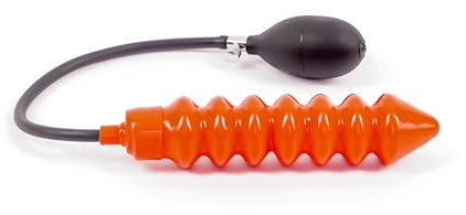 Rubberfashion Latex Analdildo aufblasbar, aufblasbarer gerippter Anal Butt Dildo Penetrator XL mit Pumpe für Frauen und Männer 24 x 4,5cm rot 0.8mm ohne festen Kern