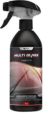 Limpia Cristales Coche Antivaho concentrado | Spray 1000ml | Garrafa 5 Litros | 3 en 1 - Limpia - Desengrasa - Abrillanta | Tecnologia Profesional para particulares (1 Litro)
