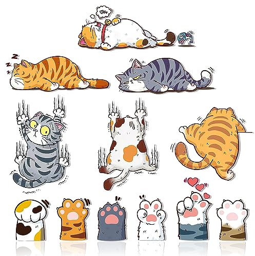 GTOTd Scratch Cat Car Decal Sticker (12 Pcs) Funny Cartoon Cute Cat Gifts Merch Party Supplies Bumper Decal Decor for Car Truck Wall Window