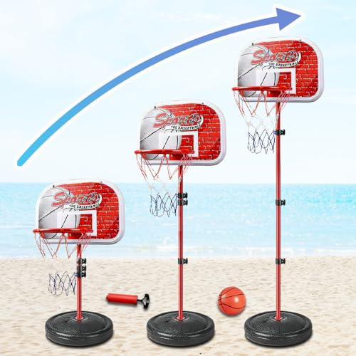 xwin sportseries Kids Basketball Hoop for Swimming Pool Portable Basketball Stand Set for Children Adjustable 80 cm to 145 cm Outdoor Family Ball Game Toy Set Inflatable Basketball Hoop for Toddler
