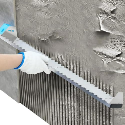 HLGKBY Tile Flat Ash Tool, Round Toothed Smoothing Trowel 60cm/75cm, Rustproof Tile Trowel with Arch Tooth, Perfect for Large Tiles Flooring & Tiling Masonry Hand Trowel 90cm