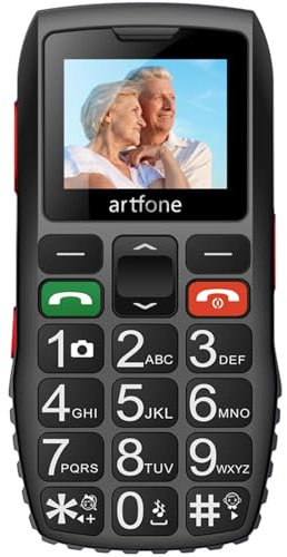 artfone C1 Big Button Mobile Phone for Elderly丨SIM Free Senior Mobile Phones丨SOS Button丨Time Reporting丨Easy to Use Basic Mobile Phones丨Speed Dial丨FM丨Torch丨USB-C丨1800mAh Battery - Black