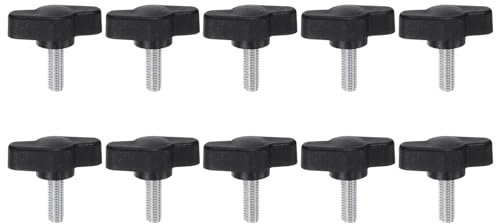 sourcing map 10pcs Tee Wing Knobs Thumb Screws M5 x 16mm Male Thread 27mm Plastic Head T Knobs Adjustable Handles Hand Clamping Knobs Grip Thumbscrew, Black