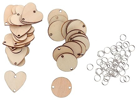 Anneome Set de 120 Découpes en Bois Rondes Coeur pour Bricolage DIY Crochets en Acier Inoxydable, Décoration Murale Portable pour Calendrier et Rappel D'anniversaire
