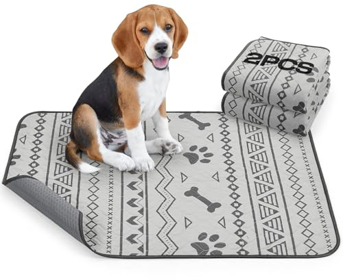 PICK FOR LIFE Reusable Puppy Pads, 2 Pack Washable Puppy Pads, Super Absorbent Leak-Proof and Non-Slip Dog Mat Pee Pads for Dog, Fast Drying Training Pads for Home, Playpens, Crates, Car - 46x61cm