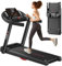 CURSOR FITNESS Folding Treadmill with 16% Adjustable Incline for Home, 2.5HP Quiet Brushless Motor, 265LBS Capacity, 12KM/H Foldable Walking Running Treadmills Machine with Pulse Sensor & LCD Display