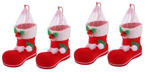 Veemoon 2 Unidades De Botas De Navidad Rojas Santa Claus Calcetines Decorativos para y Adornos De Chimenea Decorar El Árbol De Navidad y Crear Un
