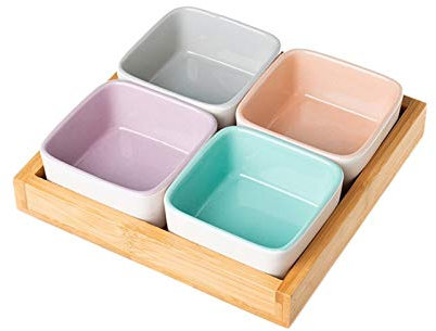 CCKUYT Set di Ciotole per Salse, Piatti/Ciotole per Salsa di soia, Ciotole in Porcellana da 3,5 Pollici, Avena, Snack, zuppa, Dessert, Insalata, affettati appetitosi, Quattro Colori per Salse B