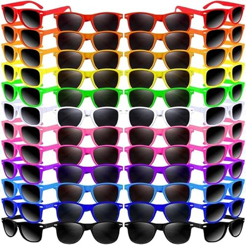50 Stück 10 Farbe Neon Sonnenbrille, 80's Retro Stil Perfekte bunte Neuheit Sonnenbrille Set für Geburtstag Party Zubehör, Strand, Goody Bag Bevorzugungen für Kinder Erwachs (10-Farben-Stil, 50)