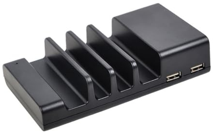 Base Supporto Telefono a 4 Porte USB in Plastica Nera