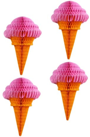 Baluue Set 4 Pezzi Ciondoli a Forma di Sfera a Nido d'Ape Gelato Rosa Decorazioni da Appendere per Feste di Compleanno Accessori Fotografici per Soffitto Muro e Finestre