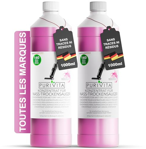 PURIVITA® Reinigungsmittel für Saugwischer [2x1L] - Reiniger für Waschsauger Konzentrat - Nasssaugerreiniger für jeden Boden - Nasssauger Reinigungskonzentrat - Magnolienduft - Wischpflege