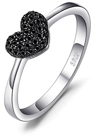 JewelryPalace Echter Edelstein Schwarz Spinell Ring, Verlobungsring Eheringe Promise Verlobung Ring Silber 925 Damen, Liebe Herz Silberringe Damenring Trauringe Antragsring Ringe, Damen Schmuck