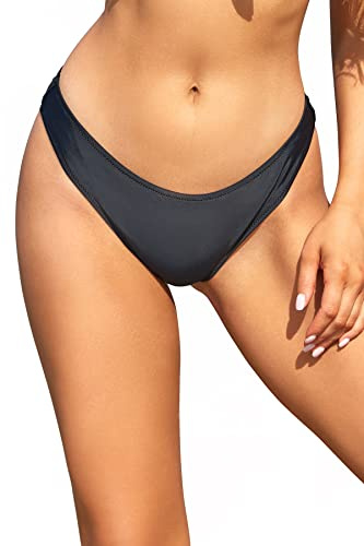 SHEKINI Donna Moda Sexy Pezzo sotto Bikini Bottom Pantaloni Nuoto Brasiliana Bikini Costumi da Bagno Vita Bassa Costume Tanga Culotte Slip Mare（XL，Nero）
