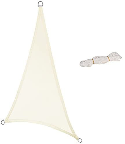 Laneetal Sonnensegel 5x7x7m dreieckig 160g/m² Polyester Sonnenschutz Schattenspender UV Schutz für Garten Balkon Terrasse Creme