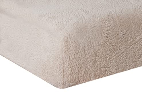 Sleepdown Teddy Fleece dra-på-lakan vanligt termiskt varmt mysigt supermjukt lakan lakan - 90 cm x 200 cm - naturligt, 5056242768524