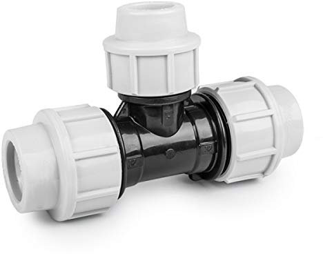 PE Rohr Verschraubung Fittings Klemmfitting T-Stück für Verlegerohr Rohrverbinder (20mm)
