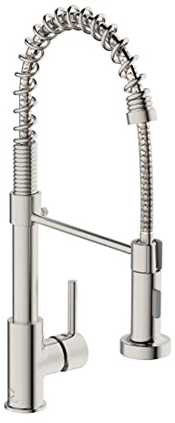 Kitchen Faucet, Commercial Kitchen Sink Faucets with Pull Down Sprayer, Stainless Steel Faucets for Kitchen Sinks, Dual Function Spray Head, Single Handle Spring Kitchen Faucets -Brushed Nickel
