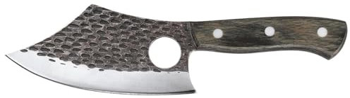 Zassenhaus Kochmesser FARMER 14 cm | handgefertigter Klingenstahl mit Loch | Griff aus Pakkaholz | mit Lederscheide | für die Küche oder als Outdoor Kochmesser | Ausbeinmesser | Hackmesser, 070859