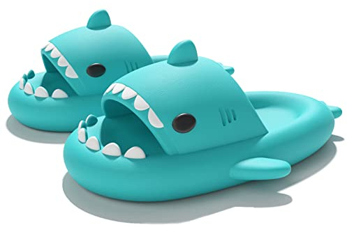 Sisttke Pantuflas de Tiburón Verano para Niñas Niños Zapatos de Baño Antideslizante Chanclas de Ducha Sandalias de Playa y Piscina Shark Slides, Verde menta, 32/33 EU, Tag 210