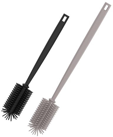 spottle Flaschenbürste Silikon - Reinigungsbürste mit langem Griff - Spülbürste lang & schwarz für Glas-Trinkflaschen - Bottle Brush