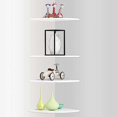 ZOFORTY 4 Tiers Corner Shelf White, 26 cm/10.2 Wall Mounted Corner Floating Shelf with Iron Brackets & Screws & Expansion Tubes, Floating Corner Shelves for Bedroom, Living Room, Office, Wall