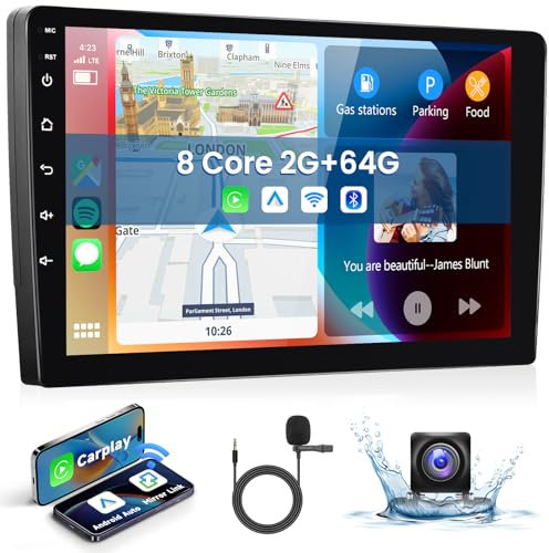 Hodozzy [8 Core] 2G+64G Android Autoradio 2 Din mit Wireless Carplay Android Auto,9 Zoll IPS Touchscreen Bildschirm Mirror Link DSP GPS Navi WiFi Bluetooth FM RDS Radio Doppel-DIN Mehrere UI