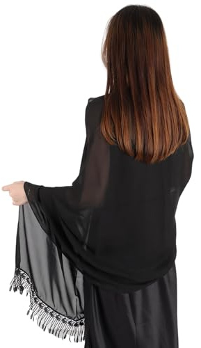 Lamca kvinnor chiffong sjalar och halsdukar för aftonklänningar bröllopsfest lätt ren mjuk pashmina-gåvor Storbritannien, Svart, en storlek