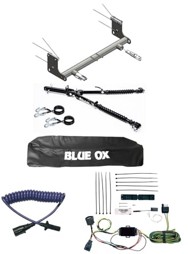 Blue Ox Alpha Tow Bar & Baseplate Combo with EZ Light Wiring Harness Kit fits 2007 2018 Jeep Wrangler JK | TrendsAuto Decal | BX1126 BX7390 BX88206 BX88440 BX88285