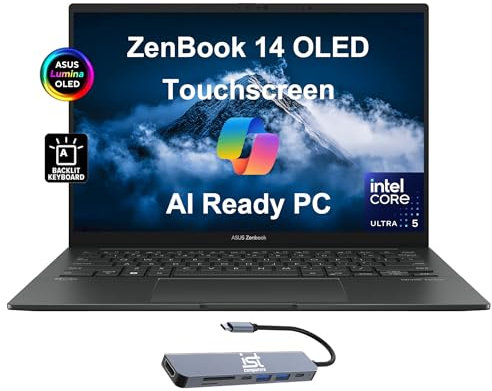 ASUS ZenBook 14 OLED Q415 - Laptop empresarial (pantalla táctil FHD+ de 14 pulgadas, Intel 14-Core Ultra 5 125H (> i7-1360P), 8 GB DDR5 RAM, 512 GB SSD) AI PC, batería de larga duración de 15 horas