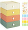 4 Stück Stapelbar Schreibtisch Organize mit 4 Schubladen, Bunt Kunststoff Schubladenboxen mit Etiketten, Büro Organizer Aufbewahrungsbox für Schminke, Zuhause, Schminktisch