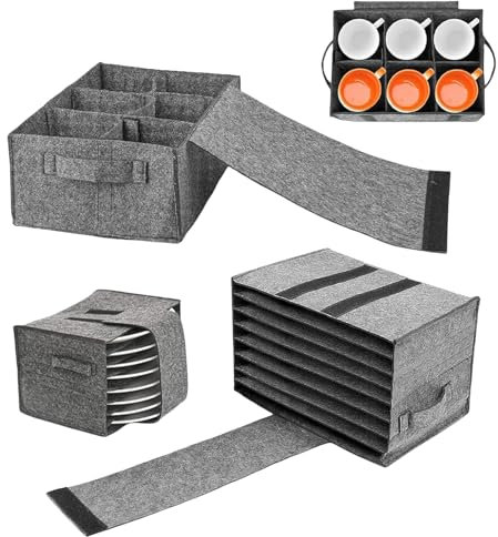 HORREX Portapiatti da Campeggio in Feltro con 8 Scomparti,Supporto per Piatti Cucina In Feltro Portabicchieri Salvaspazio Organizer (Portabicchieri + portapiatti)