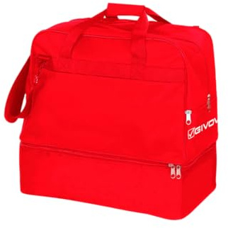 Borsa New Revolution Big B030BIS per Givova con Fondo Rigido Esterno Sport Calcio Calcetto Relax Allenamento Fitness Palestra Football Borsoni Viaggio Borsone Bags (Rosso, H 55 x L 52 x P 35 cm)