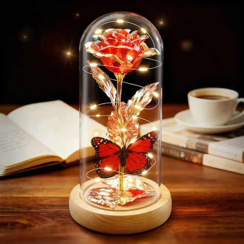 ADAZ Rosa Eterna,Regalos Originales para Mujer Rosa Bella y Bestia con LED Regalo para Mama Novia Esposa para Día de San Valentín Aniversario Día de la Madre Bodas Cumpleaños Navidad