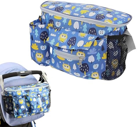 Organizador universal para cochecito de bebé - Organizador grande para cochecito de bebé - Bolso multifuncional para cambiar pañales - Práctico bolso para cochecito.
