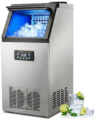 CO-Z Macchina Ghiaccio 59kg/24h, 36 Cubetti in 10-20 Minuti Fabbricatore Ghiaccio Autopulente, Macchina per Cubetti di Ghiaccio in Acciaio Inossidabile con Schermo LCD per Casa Ufficio Bar Ristorante