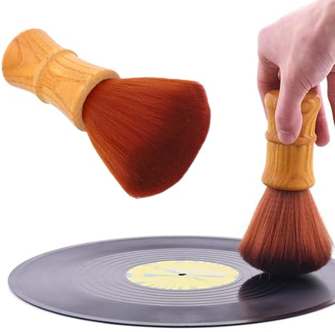 Tosuny Skivrengöringsborste, Antistatisk LP-skivorengöring, Dammborste med Ultrafina Fiberborste och Trähandtag, för Skivor, Fonografer, LP-skivor, CD-spelare
