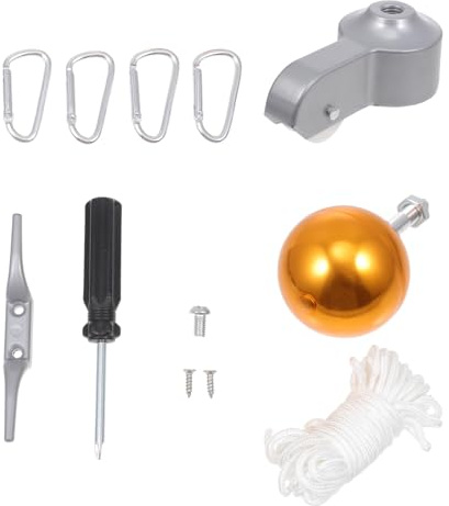 WRITWAA Set Strumenti Completi per Montaggio Semplice Puntale Decorativo a Palla Dorata Accessori per Asta Portabandiera in Acciaio Inox 304 Kit Riparazione Esterno per Giardino e Festa