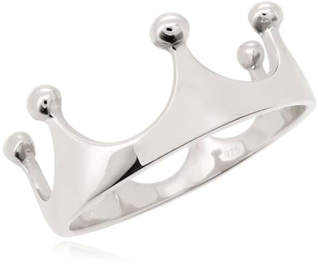 SOVATS Sterling Silver Crown Ring for Women – 925 Silver Minimal Princess Ring, Symbol of Strength & Confidence, Size 8