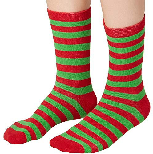 dressforfun 900857 Unisex randiga julstrumpor, stretchig manschett för a, grön röd - olika storlekar - (39-42 | nr 303507)
