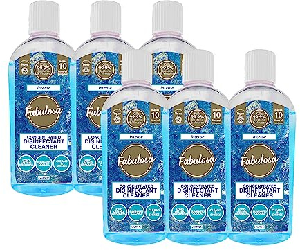 Fabulosa 4 in 1 Multi-Purpose Concentrated Anti-Bacterial Disinfectant, 220ml, 6 Pack, Intense, Blue
