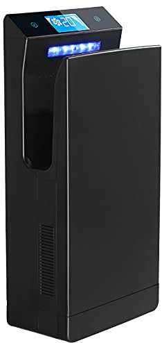 QL Händetrockner Elektrisch mit UVC-Sterilisation und HEPA-Filter,1350W,LCD-Anzeige,Anionen-Funktion,für Gewerbliche Toiletten,Mattschwarz