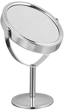 FOMIYES Kosmetikspiegel mit Vergrößerung, drehbar, doppelseitig, silberfarben(16 x 8 x 8 cm)