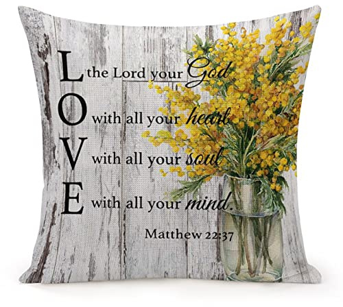 Pillow Cases for Home Decor Farmhouse Cushion Cover Cases 16x16 for Baby Boys Girls Kids Room,Love Quote Wood Grain Glass Bottle Floral Decorative Pillow Cover Mother's Day Pillow Gifts