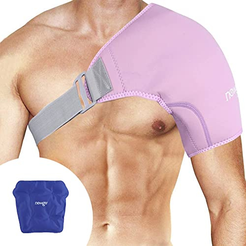 NEWGO - Impacco di ghiaccio per la spalla, cuscinetti refrigeranti per terapia a caldo e a freddo in caso di lesioni sportive, dolori articolari, spalle rigide, muscoli tesi (viola)