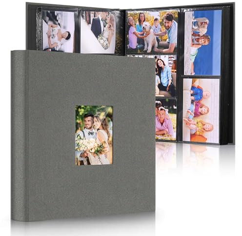 DazSpirit Photo Albums 6x4 Inch 600 Photos Slip In, Customizable Linen Cover 10x15 Photo Album, Large Capacity, Slip-in Pockets, Ideal for Wedding Albums, Family Photo Books, and Travel Memories
