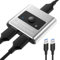 USB 3.0 Switch Selector, Bi-Directional Splitter 2 in 1 Out / 1 in 2 Out, Aluminum USB Switcher 2 Computers Share 1 Device for Printer, Keyboard, Mouse, with 2 Cables(4.9ft)