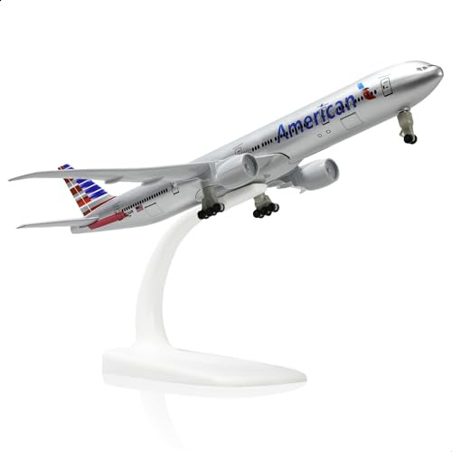 QIYUMOKE 1:300 777 flygplansmodell metall med stativ för amerikansk