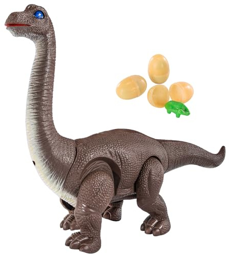 TEMI Electric Walking Dinosaur Toy for Boys and Girls 3 4 5 6 7 Years, Realistic Large Brachiosaurus with Lights, Dino Roar Sounds, Projections, Laying Eggs, Jurassic Dinosaur Kids Gift